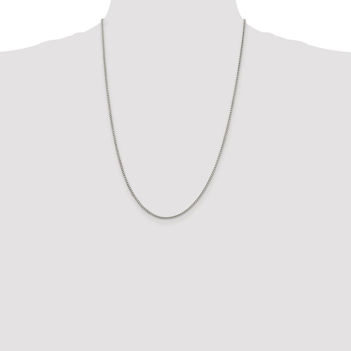 Buy Stylish Rhodium-Plated Sterling Silver 1.75mm Round Box Chain - Affordable Luxury!-4