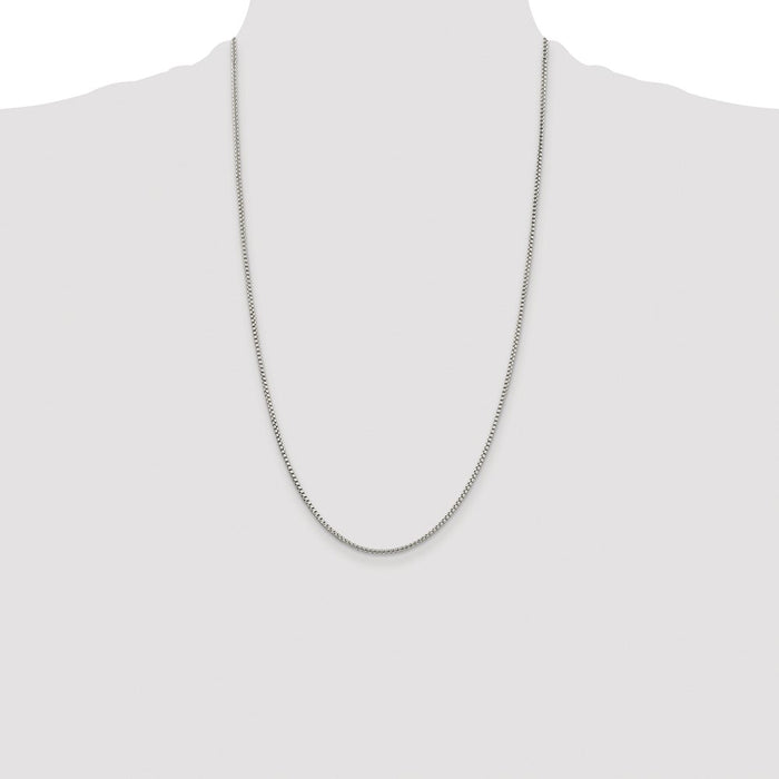 Buy Stylish Rhodium-Plated Sterling Silver 1.75mm Box Chain - Affordable Luxury-4