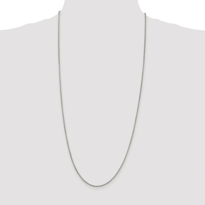 Buy Stylish Rhodium-Plated Sterling Silver 1.75mm Round Box Chain - Affordable Luxury-4