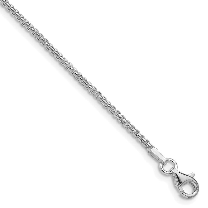 Buy Stylish Rhodium-Plated Sterling Silver 1.75mm Round Box Chain - Affordable Elegance-1