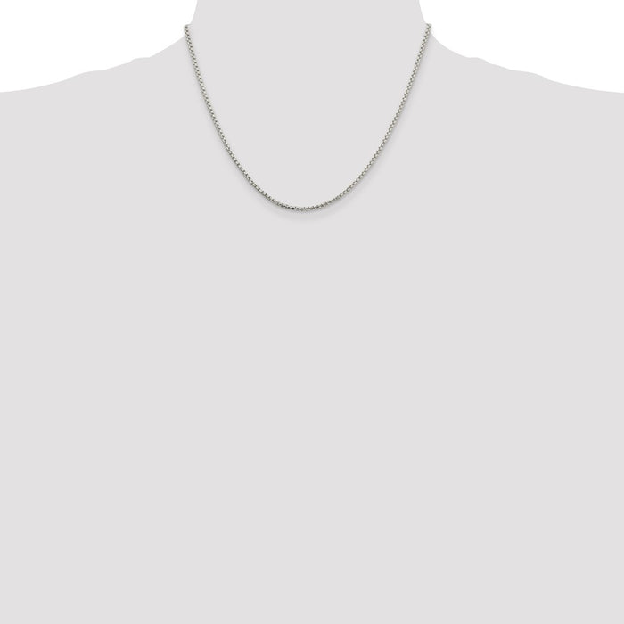Buy Stylish 2mm Round Box Chain in Sterling Silver - Luxury & Quality-4
