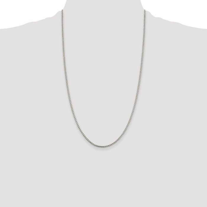 Buy Stylish 2mm Round Box Chain in Sterling Silver - High-Quality Value-4
