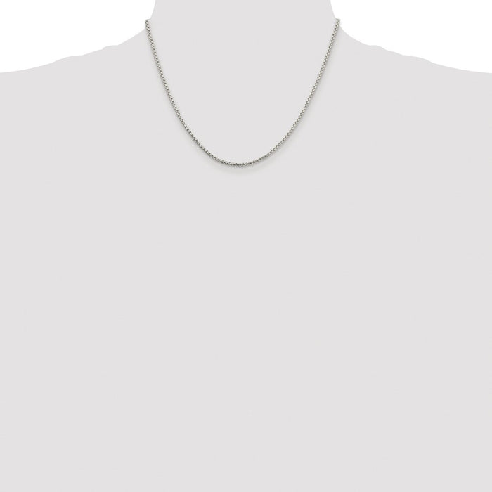 Buy Stylish Rhodium-Plated 2mm Round Box Chain in Sterling Silver - Affordable Price!-4