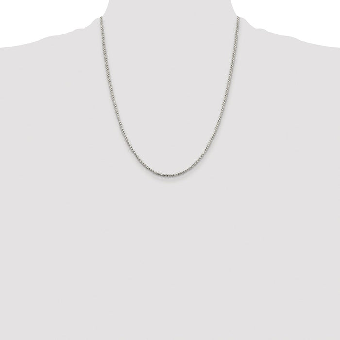 Buy Stylish 2mm Rhodium-Plated Box Chain in Sterling Silver - Affordable Luxury-4