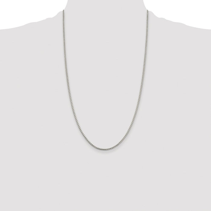 Buy Exclusive 2mm Rhodium-Plated Box Chain in Sterling Silver - Stylish Value!-4
