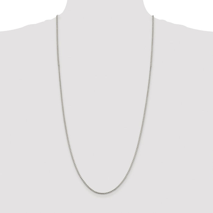 Buy Stylish 2mm Round Box Chain in Rhodium-Plated Sterling Silver - Affordable Luxury-4