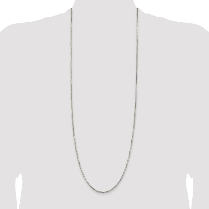 Buy Stylish 2mm Rhodium-Plated Box Chain in Sterling Silver - Affordable Luxury-4