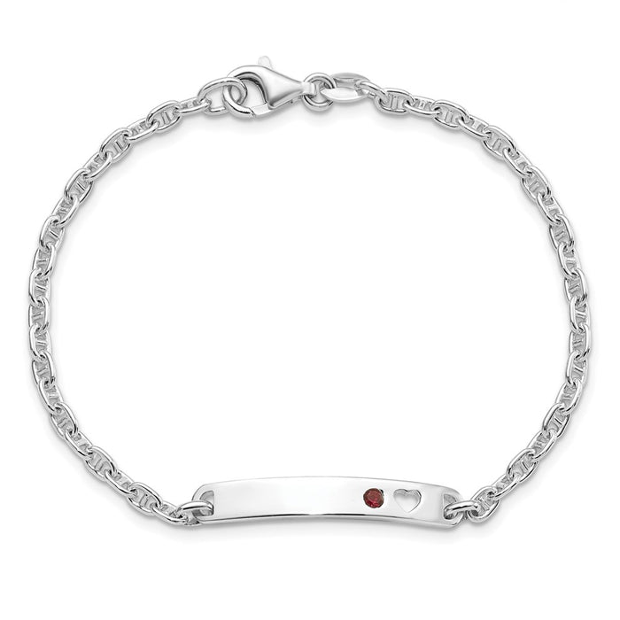 Shop Exclusive Polished Sterling Silver ID Bracelet with Red CZ Heart Accent-3