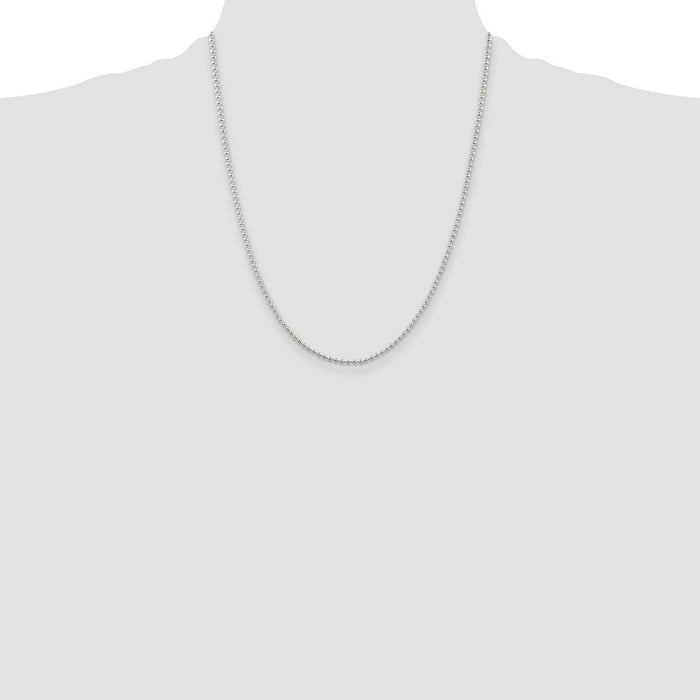 Buy Stylish 2mm Sterling Silver Beaded Chain with 4-Inch Extension - Affordable!-4