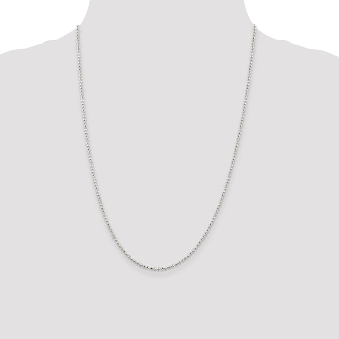 High-quality 2mm Sterling Silver Beaded Chain - Stylish & Affordable Design-4