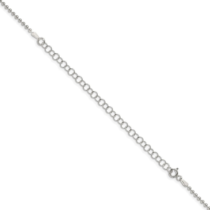 Buy Stylish 2mm Sterling Silver Beaded Chain with 4-Inch Extension - Affordable!-3
