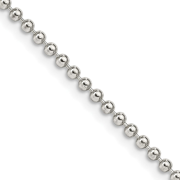 High-quality 2mm Sterling Silver Beaded Chain - Stylish & Affordable Design-1