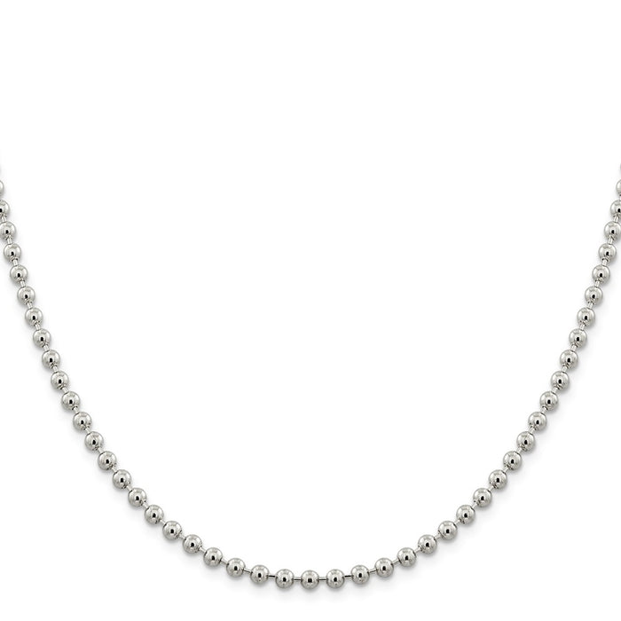 High-quality 4mm Sterling Silver Beaded Chain - Stylish and Affordable Jewelry-2
