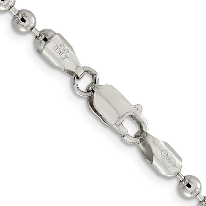 High-quality 4mm Sterling Silver Beaded Chain - Stylish and Affordable Jewelry-3