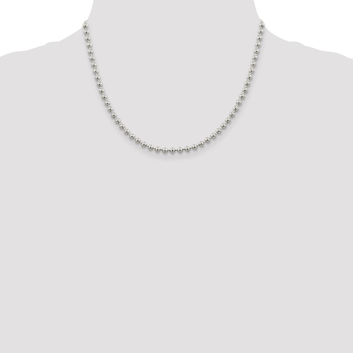 Buy Stylish 4mm Sterling Silver Beaded Chain - Affordable Luxury Jewelry-4