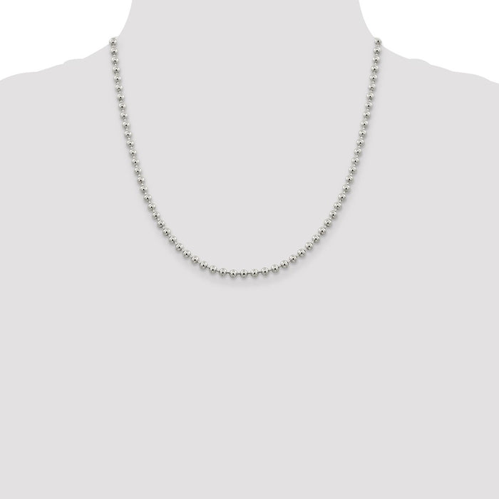 High-quality 4mm Sterling Silver Beaded Chain - Stylish and Affordable Jewelry-4