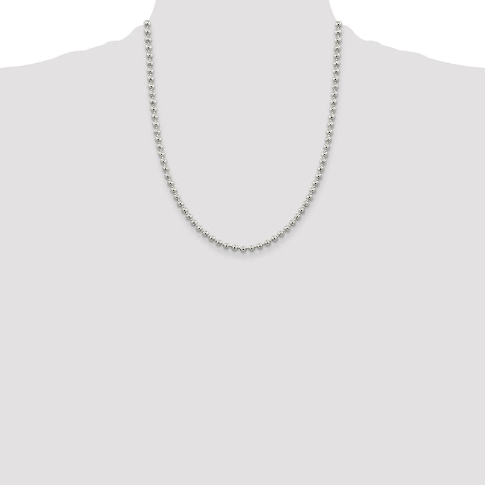 Buy 4mm Sterling Silver Beaded Chain - Stylish & Affordable Jewelry!-4