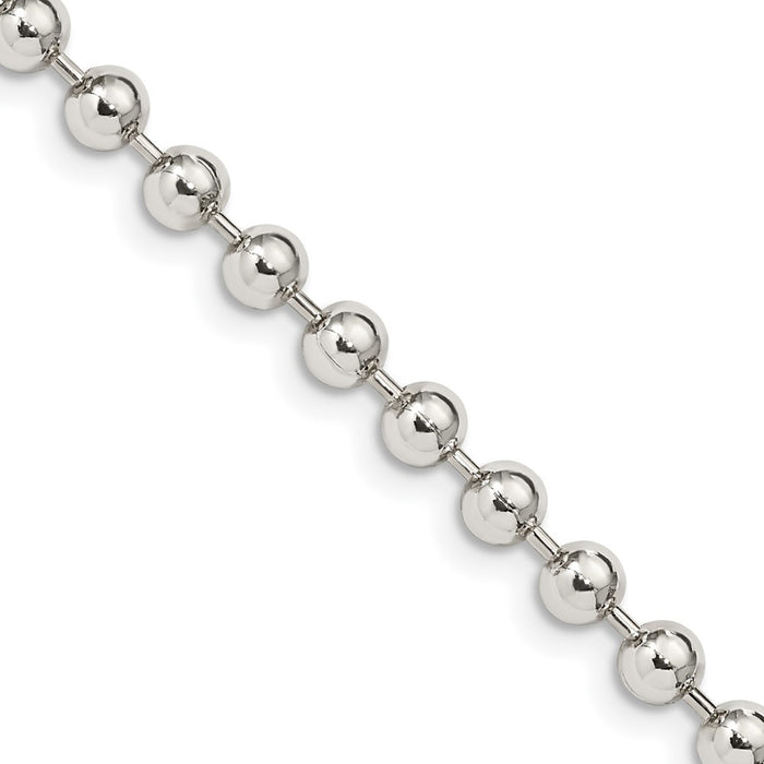 Buy Stylish 4mm Sterling Silver Beaded Chain - Affordable Luxury Jewelry-1