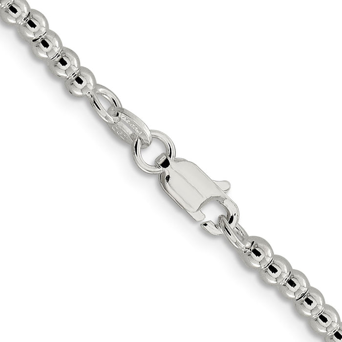 Buy Stylish 3mm Beaded Box Chain Necklace in High-Quality Sterling Silver-3