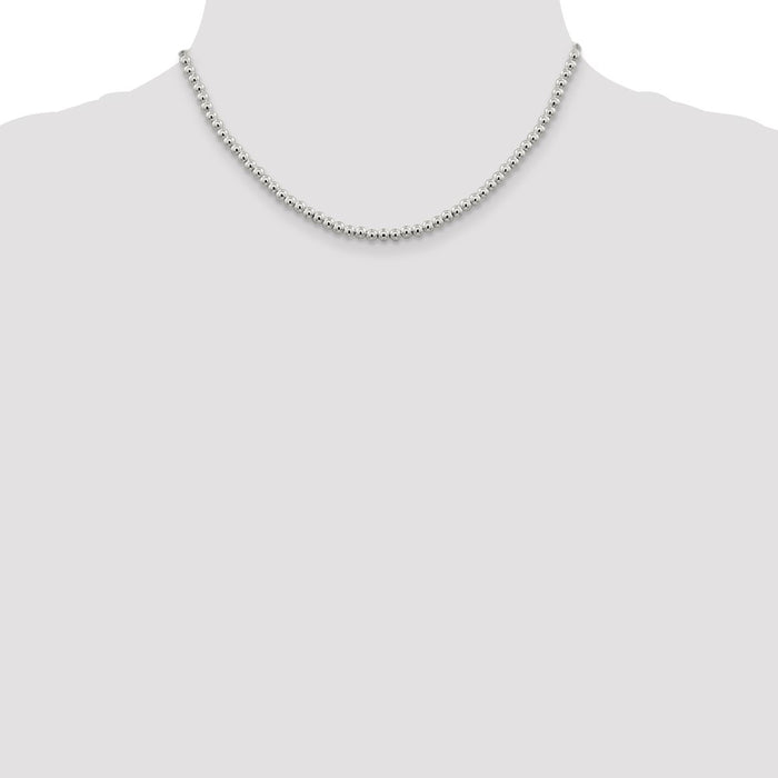 Buy Stylish 4mm Beaded Box Chain Necklace in High-Quality Sterling Silver-4