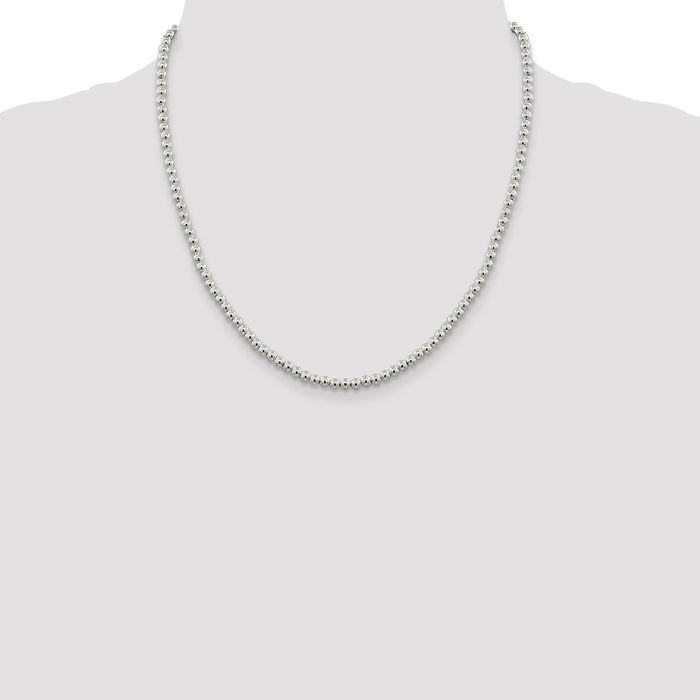 Buy Stylish 4mm Sterling Silver Beads Box Chain Necklace - Affordable Luxury!-4