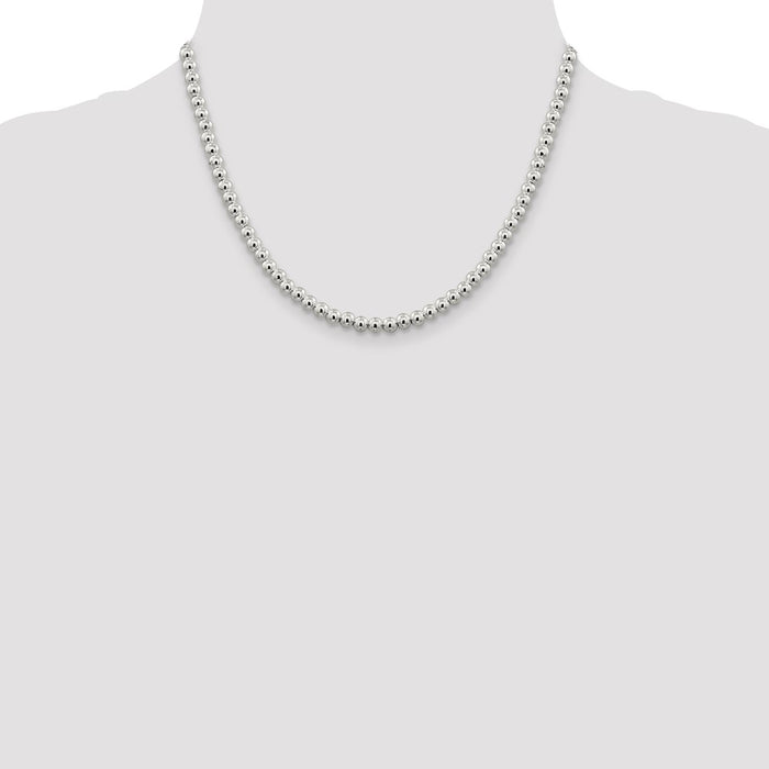 High-Quality Sterling Silver 5mm Beaded Box Chain Necklace - Stylish Value!-4