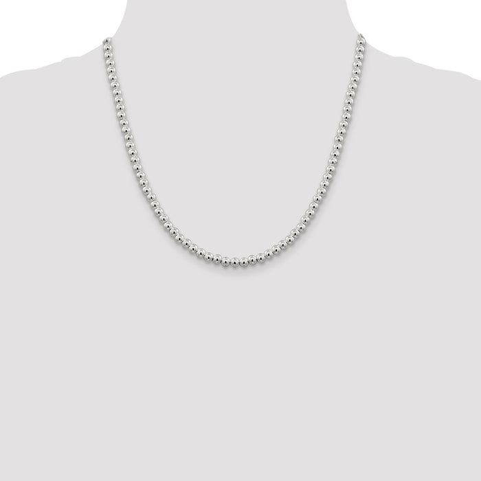 Buy Stylish 5mm Beaded Box Chain Necklace in High-Quality Sterling Silver-4