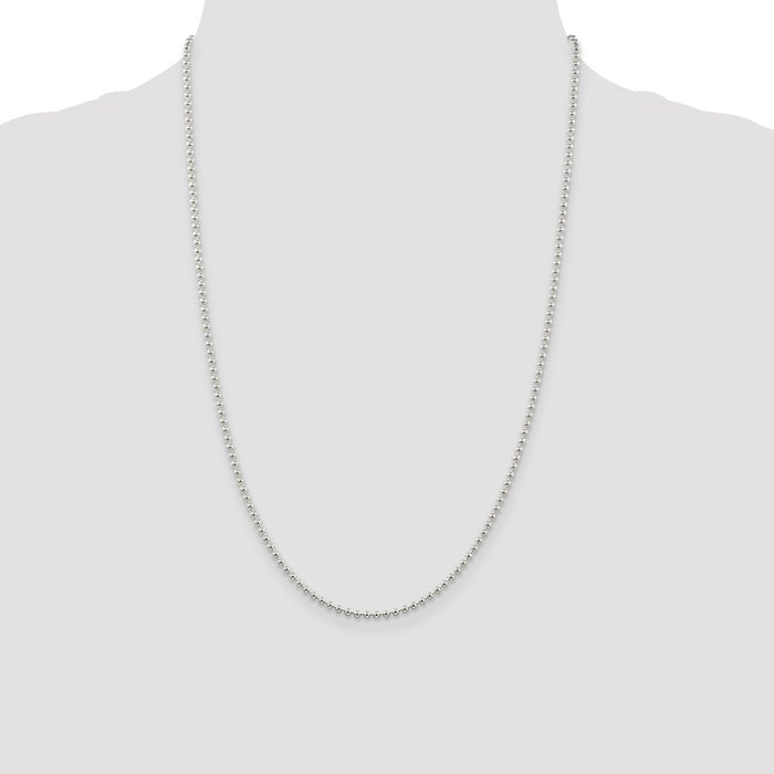 High-Quality 2.35mm Sterling Silver Beaded Chain | Stylish & Affordable Accessory-4