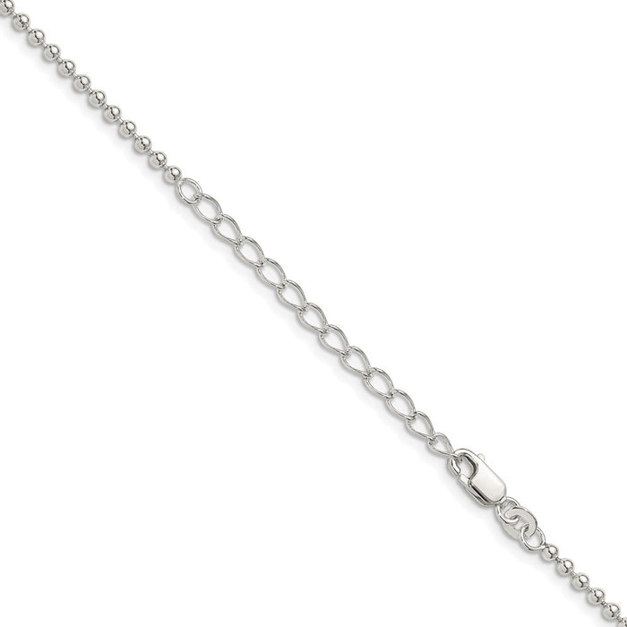 Exclusive 2.35mm Sterling Silver Beaded Chain with 2-Inch Extension-3