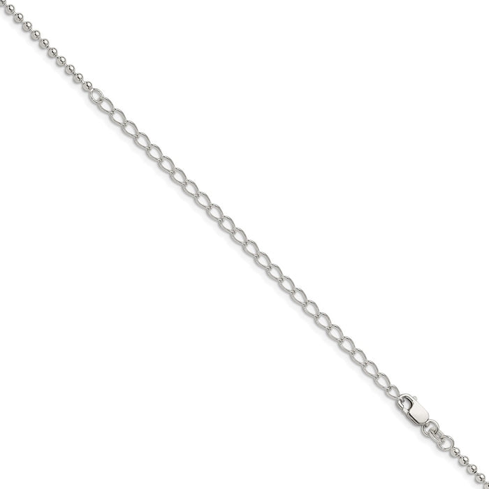 Buy Stylish 2.35mm Sterling Silver Beaded Chain with 4-Inch Extension-3