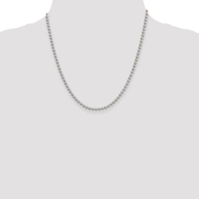 Buy Stylish 3mm Sterling Silver Beaded Chain | Affordable Luxury Jewelry-4