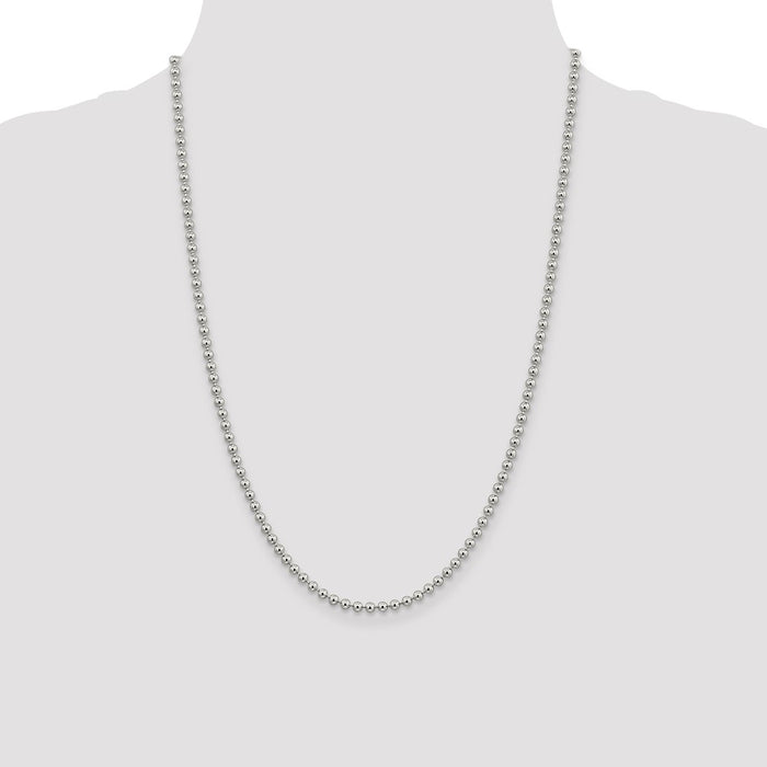Buy Stylish 3mm Sterling Silver Beaded Chain - Affordable Elegance Awaits!-4