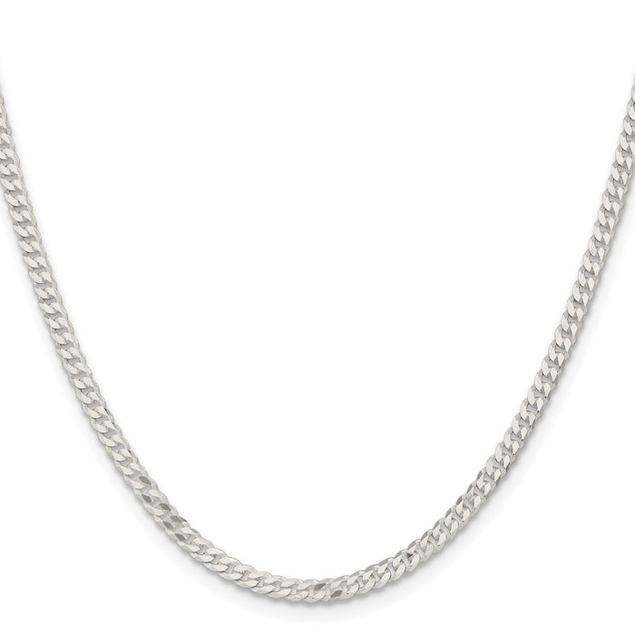 High-Quality 3.15mm Flat Curb Chain in Sterling Silver - Stylish & Affordable!-2