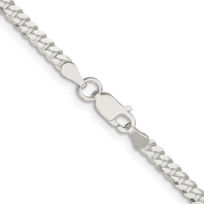 Buy 3.15mm Flat Curb Chain in Sterling Silver - Stylish & Affordable Quality!-3
