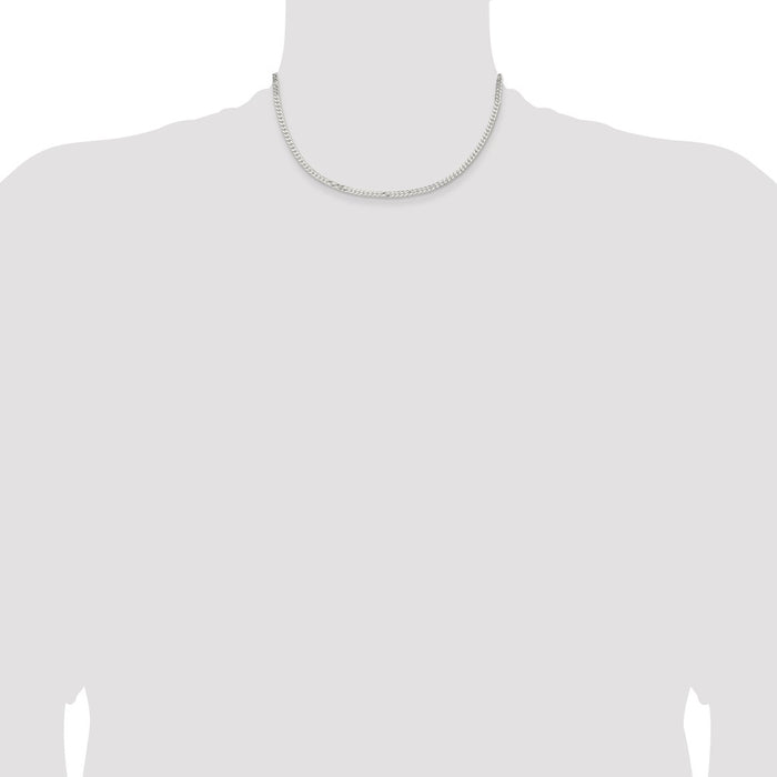 High-Quality 3.15mm Flat Curb Chain in Sterling Silver - Stylish & Affordable!-4