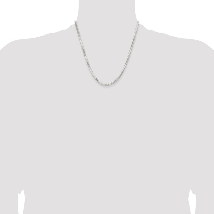 Buy 3.15mm Flat Curb Chain in Sterling Silver - Stylish & Affordable Quality!-4