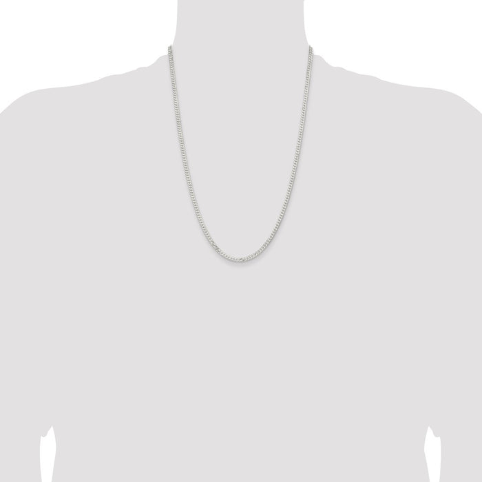 Buy Stylish 3.15mm Flat Curb Chain in High-Quality Sterling Silver-4