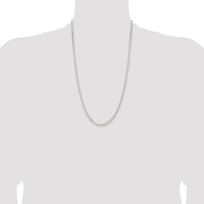 Buy Stylish 3.15mm Flat Curb Chain in Sterling Silver - Affordable Luxury-4