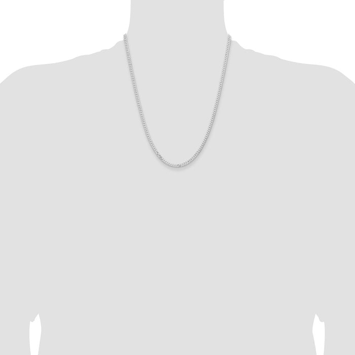 High-quality Rhodium-Plated Sterling Silver 3.15mm Flat Curb Chain - Stylish Value!-4