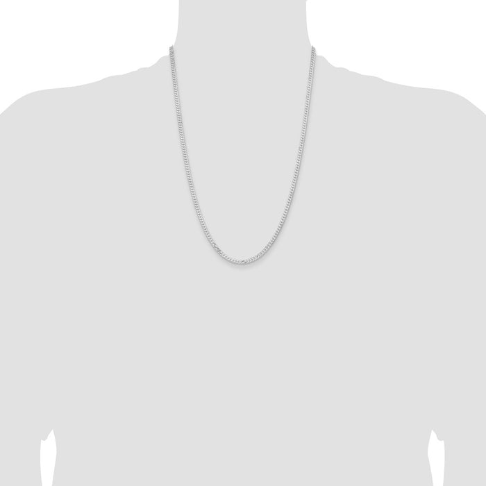 Buy Stylish Rhodium-Plated Sterling Silver 3.15mm Flat Curb Chain - Affordable Luxury!-4