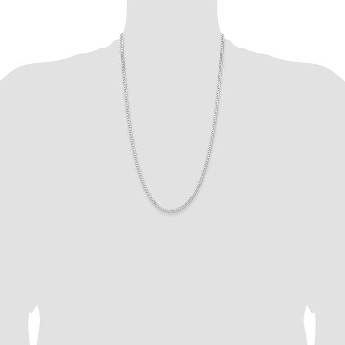 Buy Stylish Rhodium-Plated Sterling Silver 3.15mm Flat Curb Chain | Affordable Luxury-4
