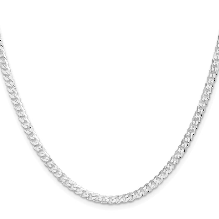 Buy Stylish Rhodium-Plated Sterling Silver 3.8mm Flat Curb Chain - Affordable Luxury-2