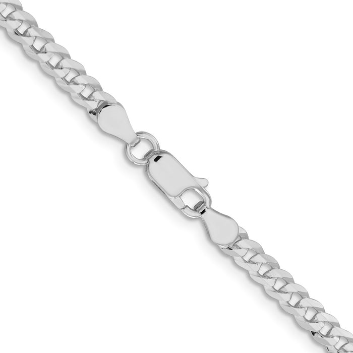 High-Quality Rhodium-Plated Sterling Silver 3.8mm Flat Curb Chain - Stylish Value!-3