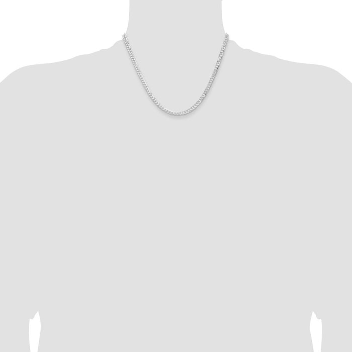 Buy Stylish 3.8mm Rhodium-Plated Sterling Silver Flat Curb Chain - Affordable Luxury-4