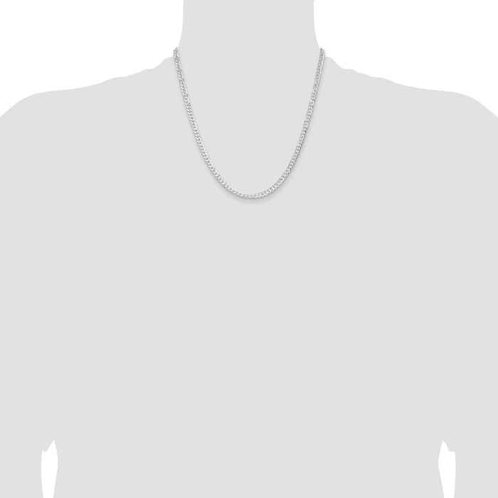 Buy Stylish 3.8mm Rhodium-Plated Sterling Silver Flat Curb Chain - Luxury Value-4