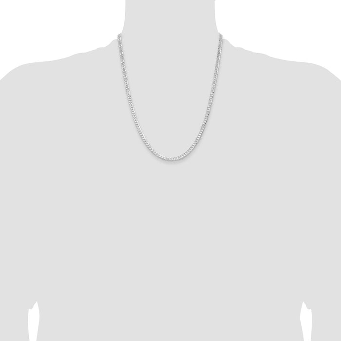 High-Quality Rhodium-Plated Sterling Silver 3.8mm Flat Curb Chain - Stylish Value!-4