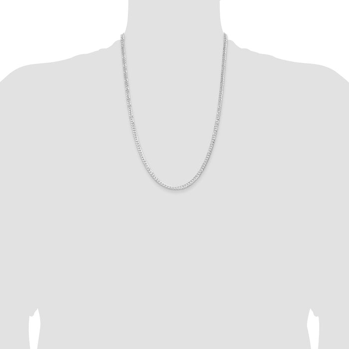 Buy Stylish Rhodium-Plated Sterling Silver 3.8mm Flat Curb Chain - Affordable Elegance-4