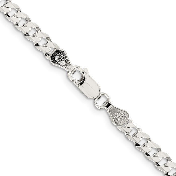 High-Quality 4.7mm Flat Curb Chain in Sterling Silver - Affordable Elegance!-3