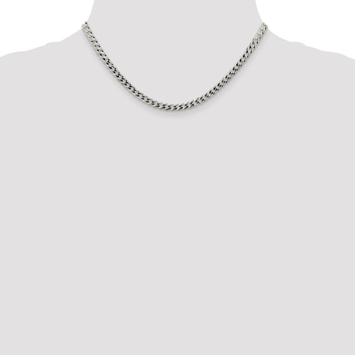 Order Stylish 4.7mm Flat Curb Link Chain in High-Quality Sterling Silver-4