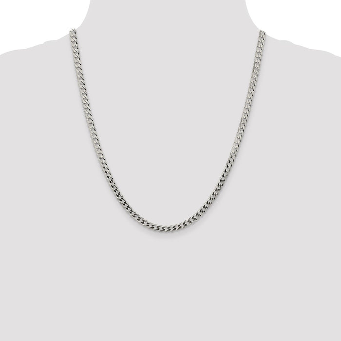 High-Quality 4.7mm Flat Curb Chain in Sterling Silver - Affordable Elegance!-4